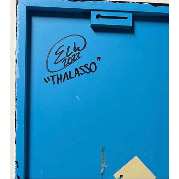 “Thalasso” 16x12” Abstract Painting on Wood - Picture 3 of 3